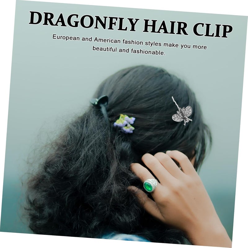 Vintage Dragonfly Hair Barrettes Silver Alloy Hairpins For Girls Party Decor - Image 4